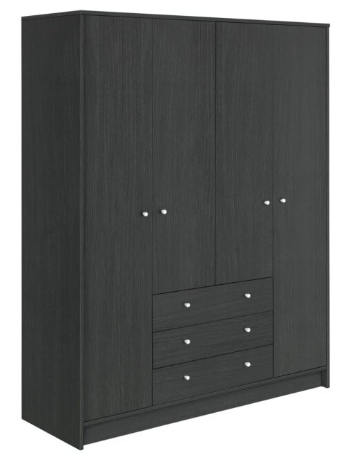 Argos Home Malibu 4 Door 3 Drawer Wardrobe - Black Oak Eff