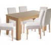 Argos Home Miami Oak Curve Dining Table & 6 Cream Chairs