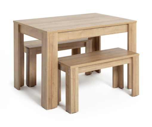 Argos Home Miami Oak Effect Dining Table & 2 Benches