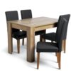 Argos Home Miami Oak Effect Dining Table & 4 Black Chairs