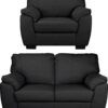 Argos Home Milano Leather Chair and 2 Seater Sofa - Black