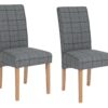 Argos Home Pair of Skirted Dining Chairs -Grey & Blue Check