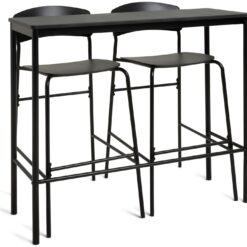 Argos Home Stella Metal Bar Table & 2 Black Bar Stools