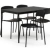 Argos Home Stella Wood Effect Dining Table & 4 Black Chairs