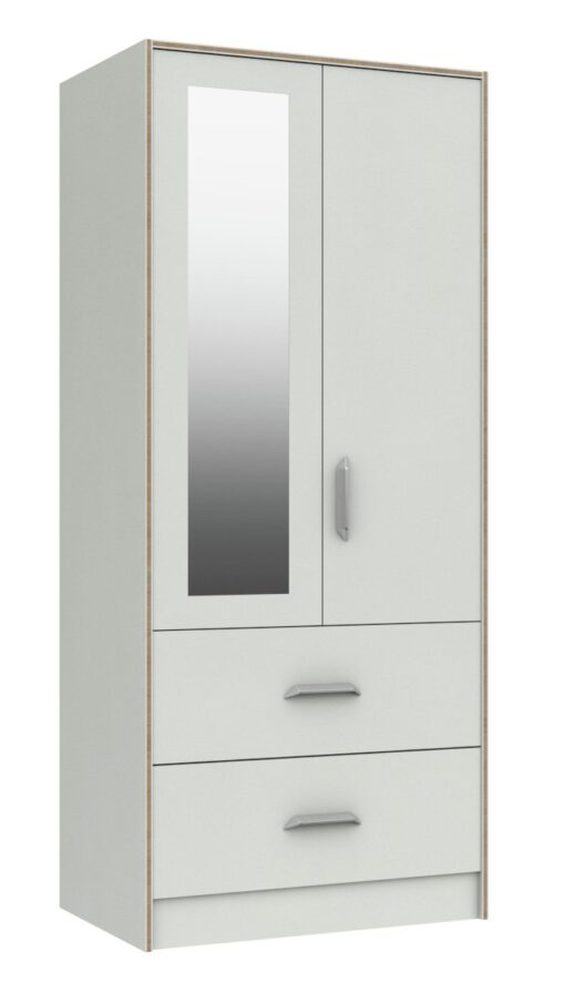 Ashdown 2 Door 2 Drawer Mirror Wardrobe - White