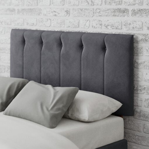 Aspire Hepburn Velvet Double Headboard - Steel