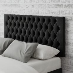 Aspire Monroe Velvet Double Headboard - Ebony