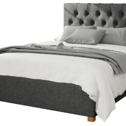 Aspire Olivier Twill Double Ottoman Bedframe - Charcoal