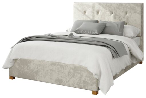 Aspire Presley Velvet Double Ottoman Bedframe - Pearl