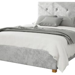 Aspire Presley Velvet Double Ottoman Bedframe - Silver