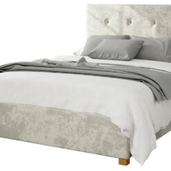 Aspire Presley Velvet Kingsize Ottoman Bedframe - Pearl