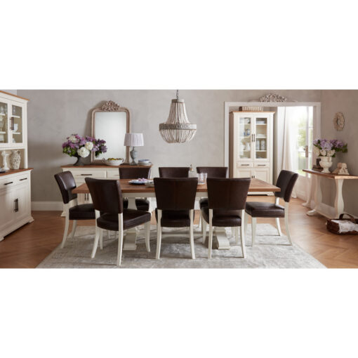 Belgrave Two Tone 6-8 Table With 8 Upholstered Chairs In Rustic Espresso