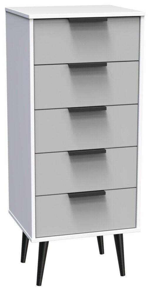 Bergen 5 Drawer Tallboy - Grey & White