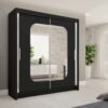 (Black , 150 cm ) Marika Luxuary Sliding Mirror Door wardrobe
