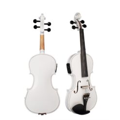(Black) Acoustic Violin Set With EQ Installation Solidwood 4/4 Fiddle w/ Brazilwood Bow+Audio Cable+Rosin+Violin Case
