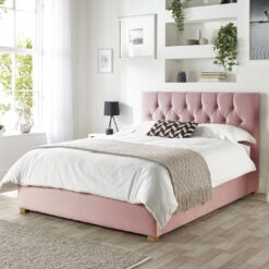 CL Boutique Velvet Kingsize Ottoman Bedframe - Blush