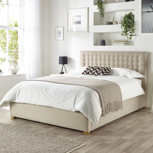 CL Opulence Twill Kingsize Ottoman Bedframe - Natural