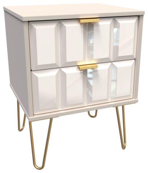 Calvello 2 Drawer Bedside Table - Off White