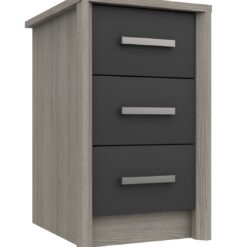 Grasmere 3 Drawer Bedside Table - Dark Grey