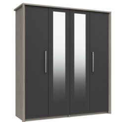 Grasmere 4 Door 2 Mirror Wardrobe - Dark Grey