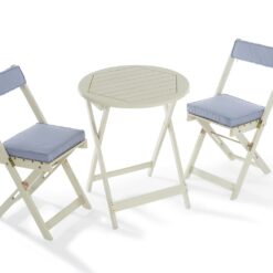 Greenhurst 2 Seater Folding Wooden Garden Bistro Set-White