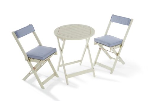 Greenhurst 2 Seater Folding Wooden Garden Bistro Set-White