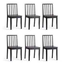 Habitat 6 Nel Solid Wood Spindle Chairs - Black