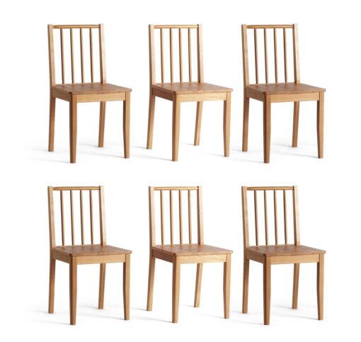 Habitat 6 Nel Solid Wood Spindle Chairs - Oak