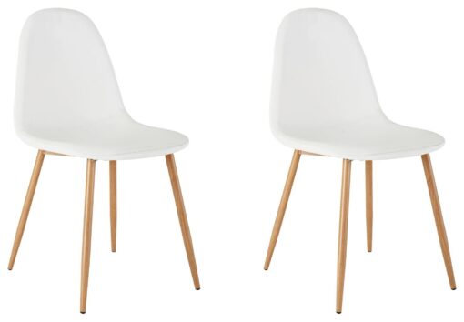 Habitat Beni Pair of Leather Effect Dining Chairs - White