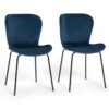 Habitat Etta Pair Velvet Blue Metal Leg Chairs