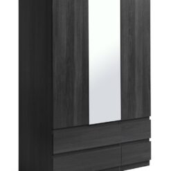 Habitat Jenson 3 Door 4 Drawer Mirror Wardrobe - Black Brown