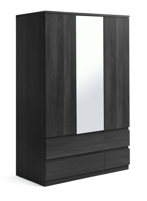 Habitat Jenson 3 Door 4 Drawer Mirror Wardrobe - Black Brown