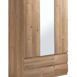 Habitat Jenson 3 Door 4 Drawer Mirror Wardrobe - Oak Effect