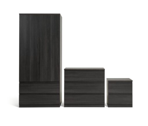 Habitat Jenson 3 Piece 2 Door Wardrobe Set- Black Brown