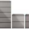 Habitat Jenson Gloss 2 Bedside & 5 Drawer Chest Set -Grey