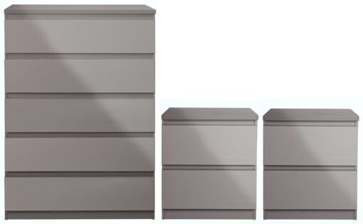 Habitat Jenson Gloss 2 Bedside & 5 Drawer Chest Set -Grey