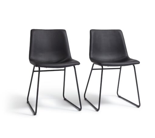 Habitat Joey Pair of Faux Leather Dining Chairs - Black