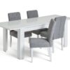 Habitat Miami Extending Table & 4 Button Chairs - Grey