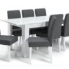 Habitat Miami Gloss Extending Table & 8 Tweed Chair -Grey