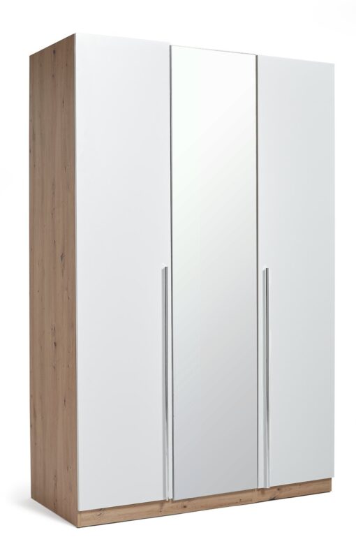 Habitat Munich 3 Door Mirror Wardrobe -White & Oak Effect