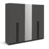 Habitat Munich 5 Door Mirror Wardrobe - Anthracite