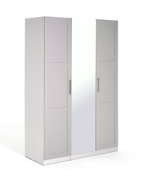 Habitat Munich Panelled 3 Door Mirror Wardrobe - Grey