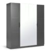 Habitat Munich Panelled 4 Door Mirror Wardrobe - Anthracite