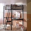 Habitat Riley High Sleeper Metal Bed Frame & Desk-Black