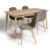 Habitat Skandi Wood Dining Table and 4 Beni Grey Chairs