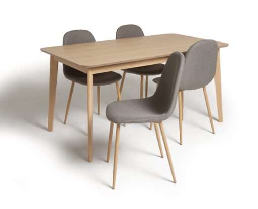 Habitat Skandi Wood Dining Table and 4 Beni Grey Chairs