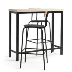 Habitat Zayn Wood Effect Bar Table & 2 Black Chairs