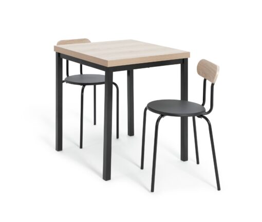 Habitat Zayn Wood Effect Dining Table & 2 Black Chairs