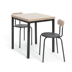 Habitat Zayn Wood Effect Dining Table & 2 Black Chairs