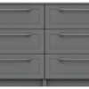 Hatfield 3+3 Drawer Chest - Dark Grey Gloss